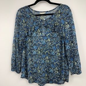 Lucky brand‎ womens small blouse blue floral boho